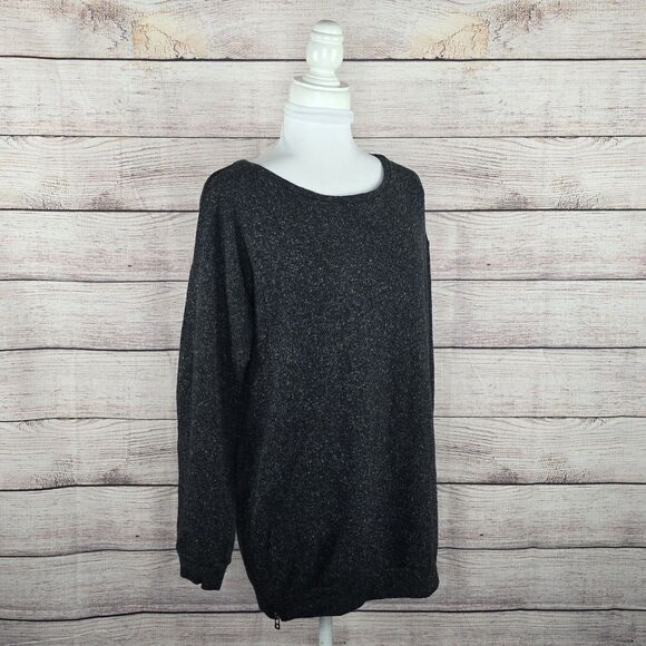Graham & Spencer Wool Silk Blend Pullover Small Oversized Zipper Black White - Picture 6 of 8